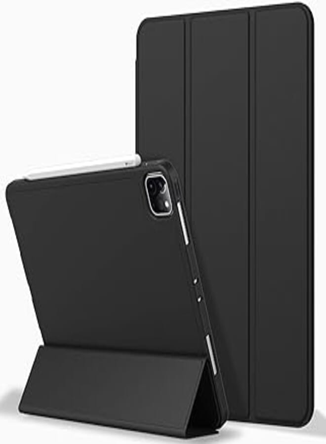 ZryXal iPad Pro 12.9 Case 2020 with Pencil Holder (4th Generation), Premium Protective Case Cover with Soft TPU Back and Auto Sleep/Wake Feature for 2020/2018 iPad Pro 12.9 (Black)