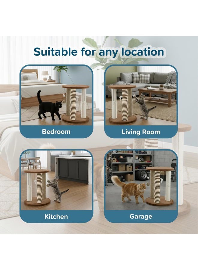 PETMAKER Cat Scratching Post - 3 Scratcher Posts with Carpeted Base Play Area and Perch Furniture Deterrent for Indoor Cats (Brown), Large - Image 4