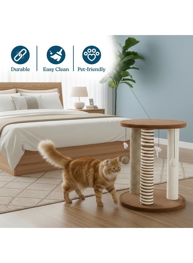 PETMAKER Cat Scratching Post - 3 Scratcher Posts with Carpeted Base Play Area and Perch Furniture Deterrent for Indoor Cats (Brown), Large - Image 5