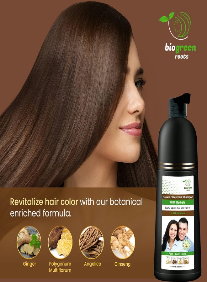 BIOGREEN ROOTS Ammonia-Free Herbal Hair Shampoo - Effectively Covers Gray Hair for Men and Women - Natural Color and Herbal Nourishment - No Stain on Skin - Brown Black (400 ml) - Image 5
