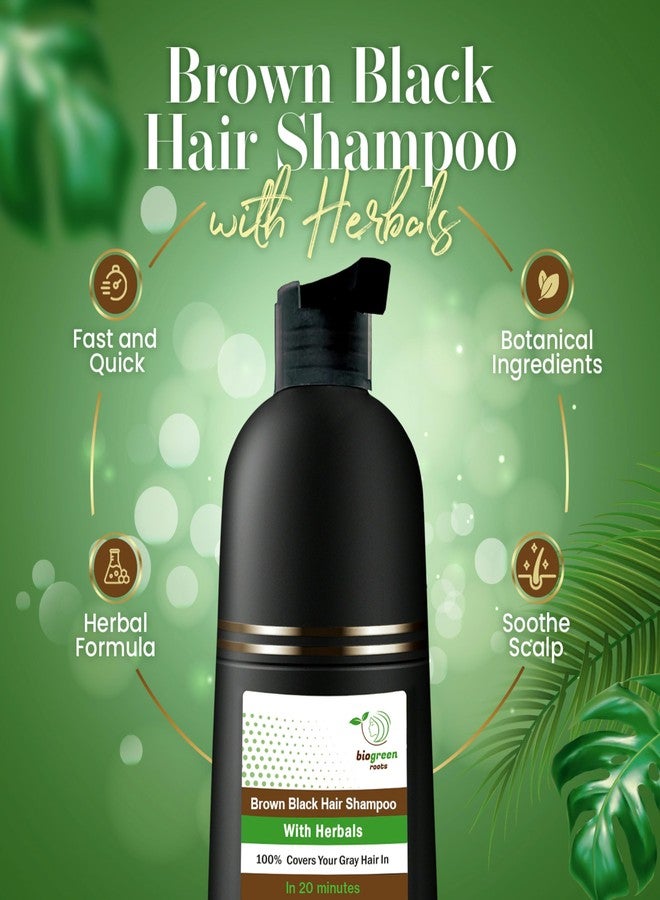 BIOGREEN ROOTS Ammonia-Free Herbal Hair Shampoo - Effectively Covers Gray Hair for Men and Women - Natural Color and Herbal Nourishment - No Stain on Skin - Brown Black (400 ml) - Image 2