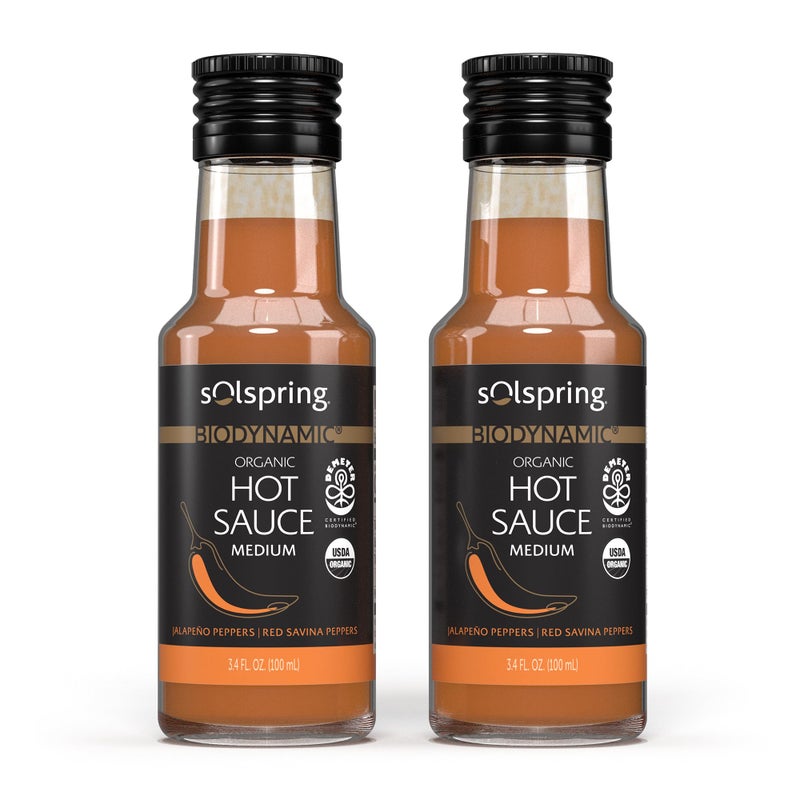 Dr. Mercola Solspring Biodynamic Organic Hot Sauce, Medium, 3.4 Fl. Oz. (100 mL), Jalapeno & Red Savina Peppers, Non-GMO, Gluten Free, Soy Free, Certified USDA Organic, Demeter Certified - Image 1