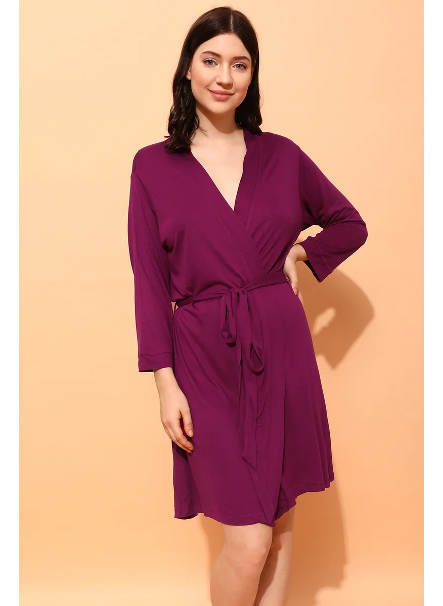 Clovia Clovia Chic Basic Robe in Wine color- Viscose