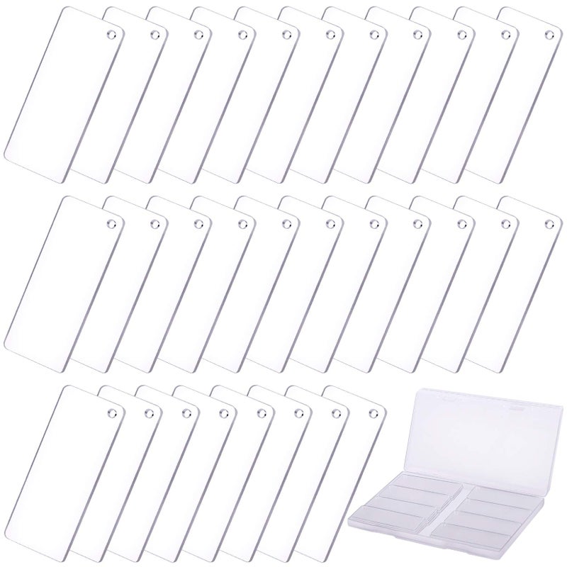 Duufin Duufin 30 Pieces Acrylic Ornament Blank Rectangle Acrylic Blanks3 x 7cm Clear Acrylic Ornaments with Hole Acrylic Keychain Blanks with Plastic Storage Box 