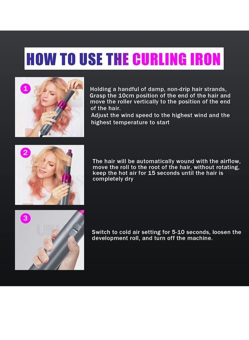 5-in-1 Hair Dryer Brush – Hot Air Styler Comb, Electric Blowing Hair Dryer, Auto Curling Iron, One-Step Hair Blower - Image 4