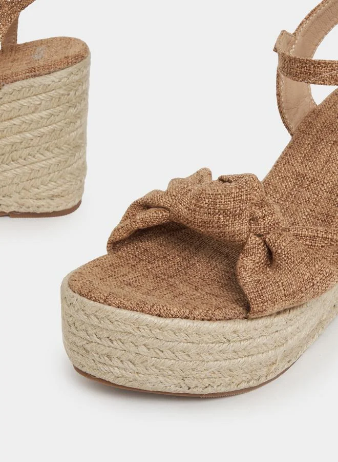 Styli Ankle Strap Bow Detail Wedge Heel Sandals