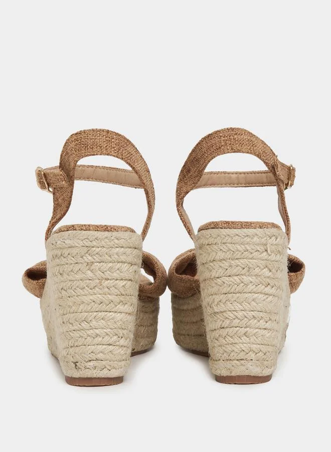 Styli Ankle Strap Bow Detail Wedge Heel Sandals