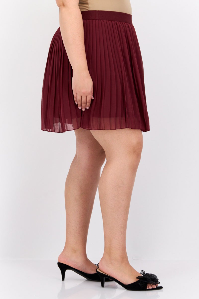 NA-KD Women Pleated Mini Skirts, Maroon - Image 4