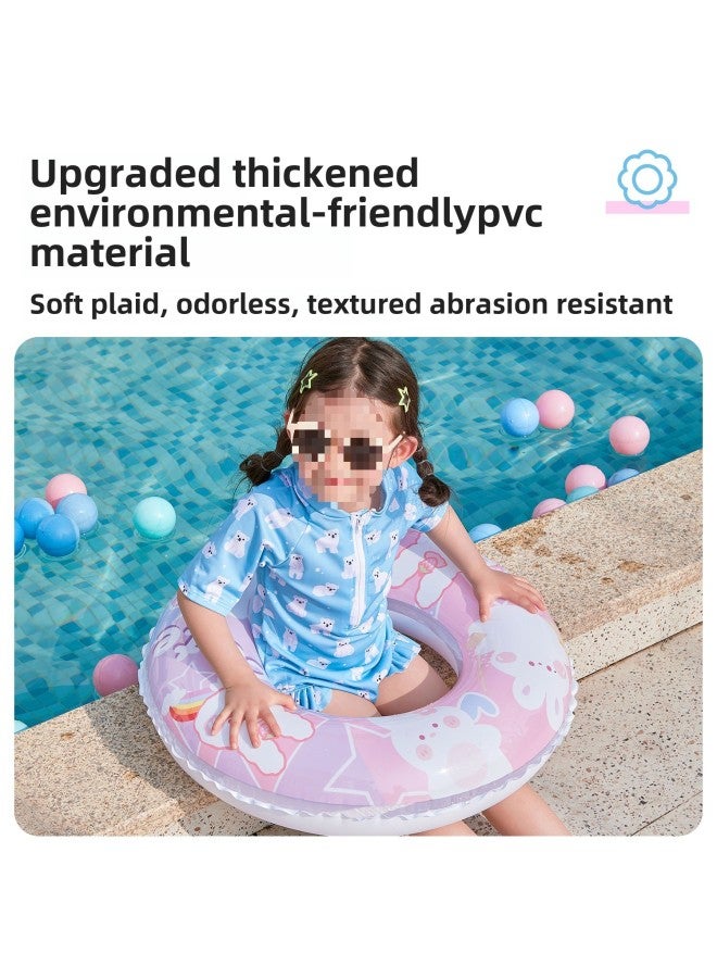 Generic Children's Swimming Ring Thick Life Buoy Anti-rollover Beginner Boys And Girls Baby Cartoon Inflatable Underarm Ring-Inner Diameter After Inflating:Shark Size 60 (recommended Weight 12.5-20kg ) 【fre - Image 3