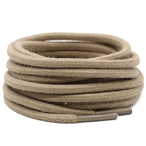DELELE 2 Pair 47 inch Khaki Round Waxed Oxford Shoe Laces for Dress Shoes and Boots - Image 3