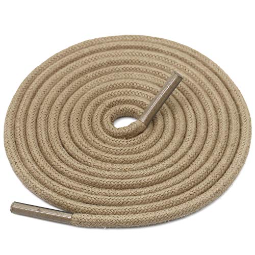 DELELE 2 Pair 47 inch Khaki Round Waxed Oxford Shoe Laces for Dress Shoes and Boots - Image 1