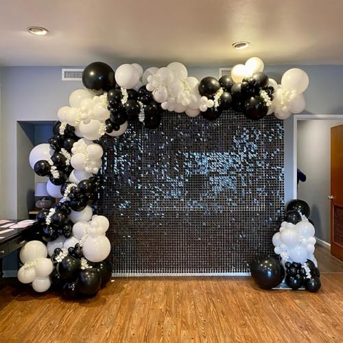 ADOINBY Black and White Balloon Arch Kit, ADOINBY 140Pcs Black and White Durable Latex Balloons 18 12 10 5 Inch Different Size Balloons for Birthday Anniversary Wedding Engagement Graduation Party Decorations - Image 4