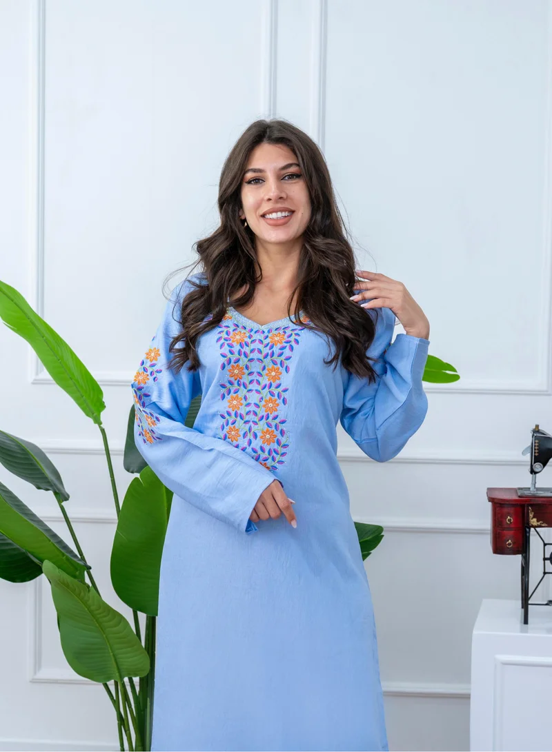 AL BENT AL SHARQIEH sky blue mukhawar  , arabian woman dress for Women | Best Price UAE