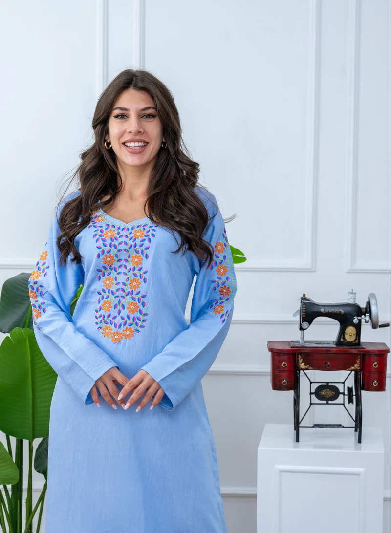 AL BENT AL SHARQIEH sky blue mukhawar  , arabian woman dress for Women | Best Price UAE