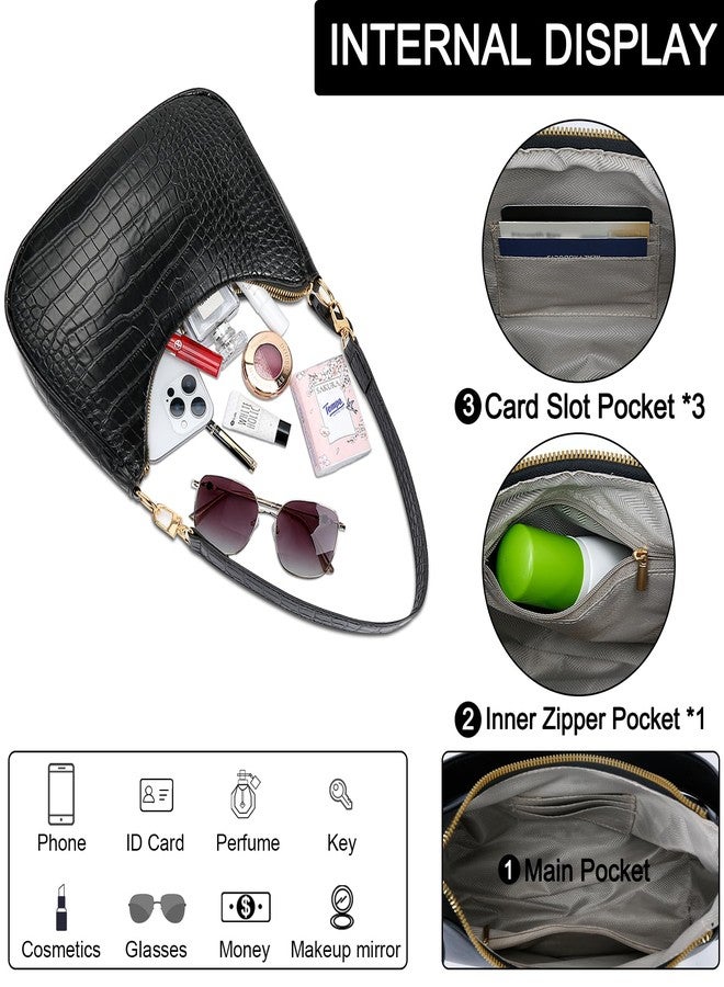 KKXIU Shoulder Bag for Women Cute Hobo Purses and Handbags Retro Clutch Underarm Purse, Eblack - Image 4