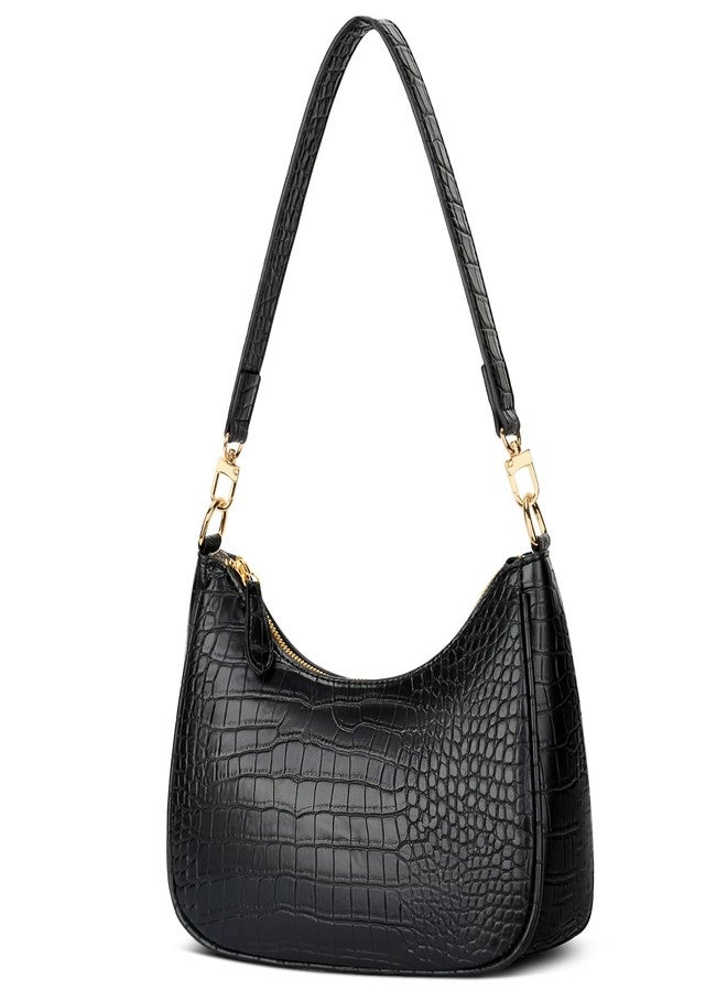 KKXIU Shoulder Bag for Women Cute Hobo Purses and Handbags Retro Clutch Underarm Purse, Eblack - Image 1