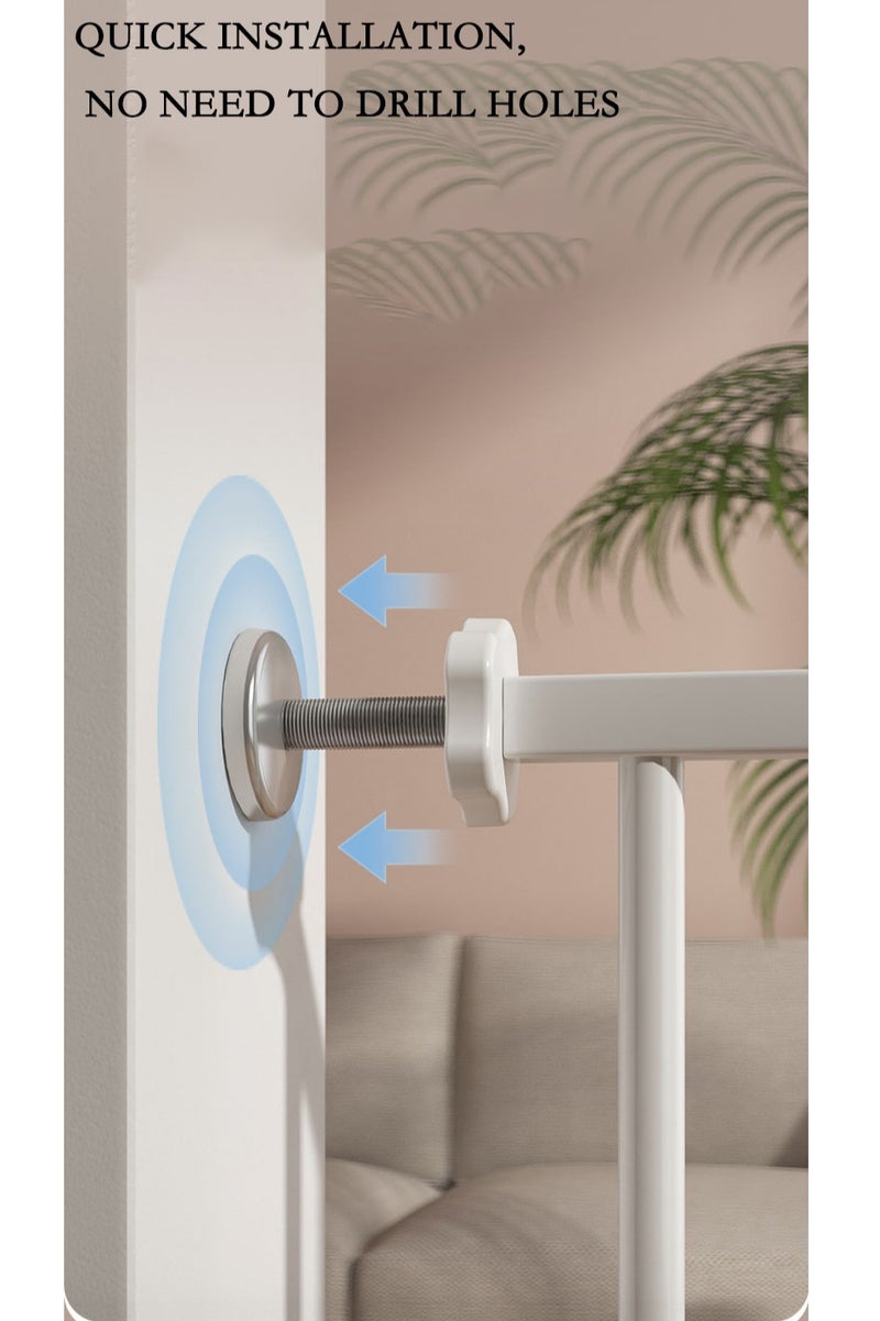 كينجمازي بوابة أمان للأطفال تغلق تلقائيًا بدون حفر، أقصى عرض 143 سم، بما في ذلك رف تمديد 10 + 20 + 30 سم لسياج الحيوانات الأليفة والأبواب والسلالم (78-143 سم) - Image 3