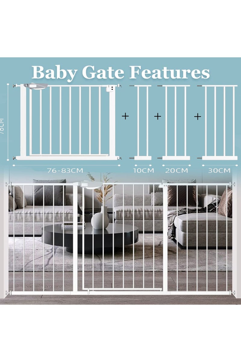 كينجمازي بوابة أمان للأطفال تغلق تلقائيًا بدون حفر، أقصى عرض 143 سم، بما في ذلك رف تمديد 10 + 20 + 30 سم لسياج الحيوانات الأليفة والأبواب والسلالم (78-143 سم) - Image 5