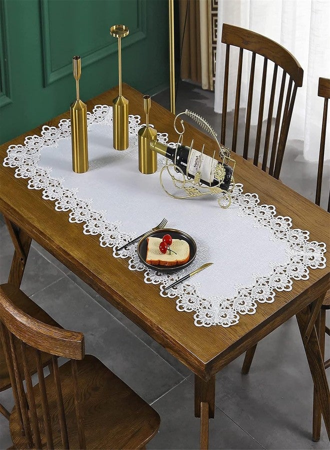 MONKDECOR Fabric Lace Table Runner With Exquisite Macrame Embroidery for Bridal Shower, Wedding Party Decorations, Coffee and Long Dinner Tables (Ivory, 15" x 33") - Image 5