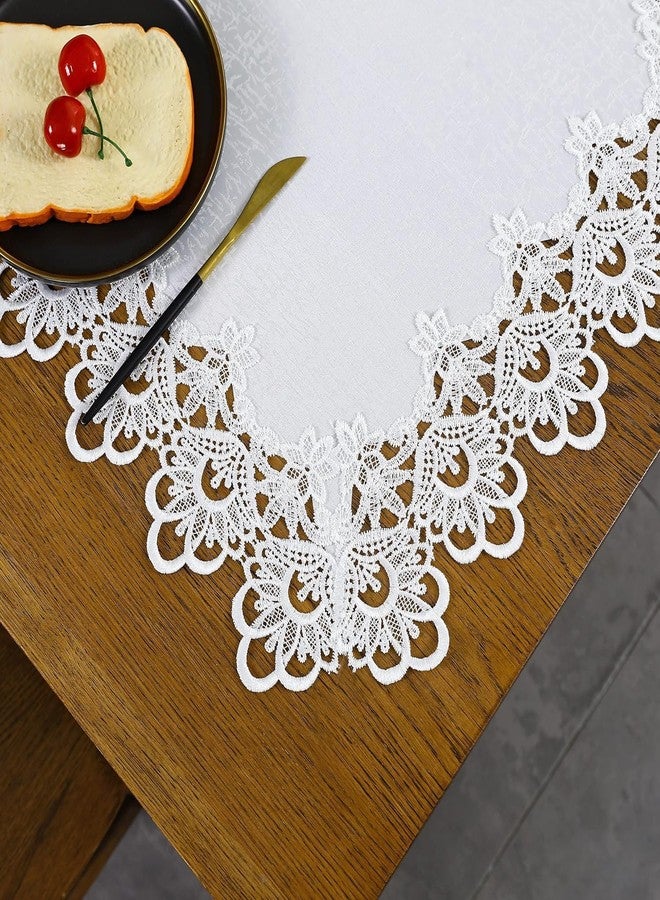 MONKDECOR Fabric Lace Table Runner With Exquisite Macrame Embroidery for Bridal Shower, Wedding Party Decorations, Coffee and Long Dinner Tables (Ivory, 15" x 33") - Image 4