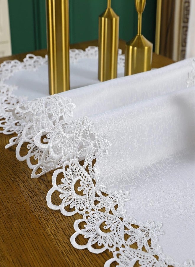MONKDECOR Fabric Lace Table Runner With Exquisite Macrame Embroidery for Bridal Shower, Wedding Party Decorations, Coffee and Long Dinner Tables (Ivory, 15" x 33") - Image 3