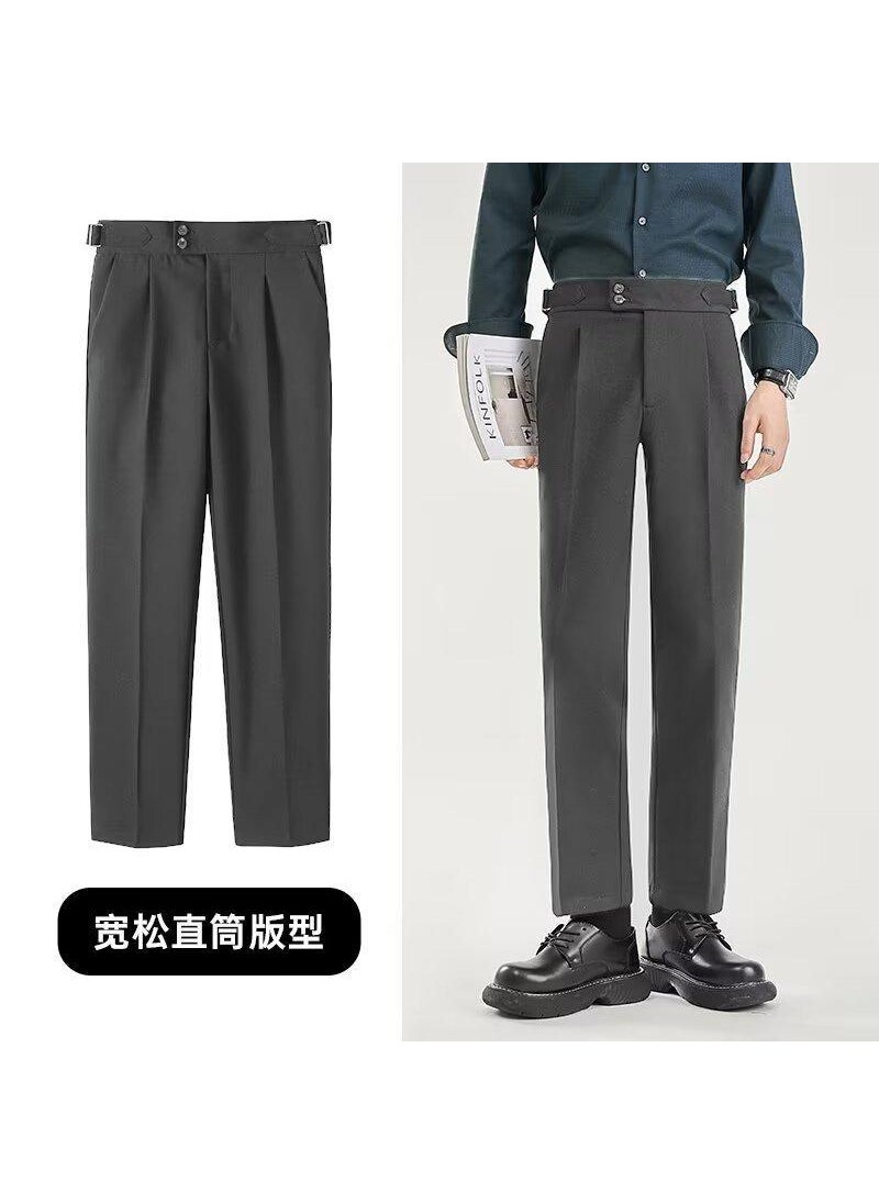 Generic - Spring Summer Casual Mens Slim Fit Neapolitan Trousers Black - Image 1
