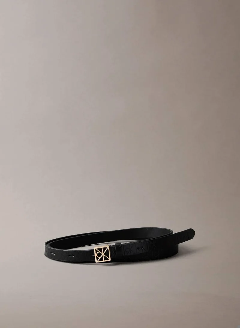 Full Grain Leather Skinny Logo Belt