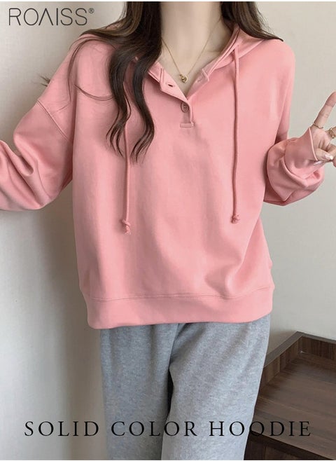 Casual Loose Hoodie Women'S Daily Commuting Outdoor Versatile Sports Top Adjustable Drawstring Pullover