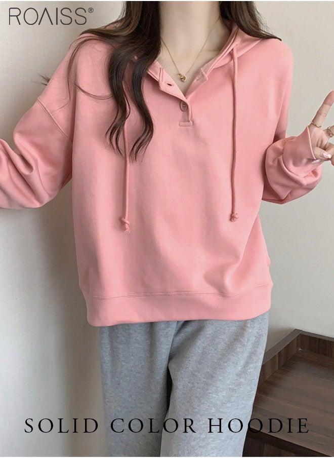 Casual Loose Hoodie Women'S Daily Commuting Outdoor Versatile Sports Top Adjustable Drawstring Pullover