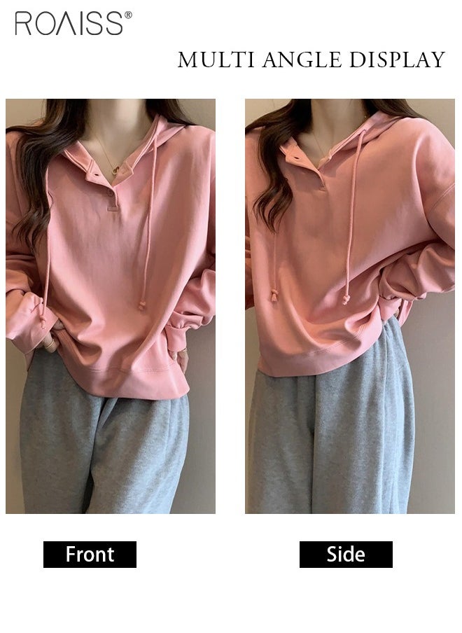 Casual Loose Hoodie Women'S Daily Commuting Outdoor Versatile Sports Top Adjustable Drawstring Pullover