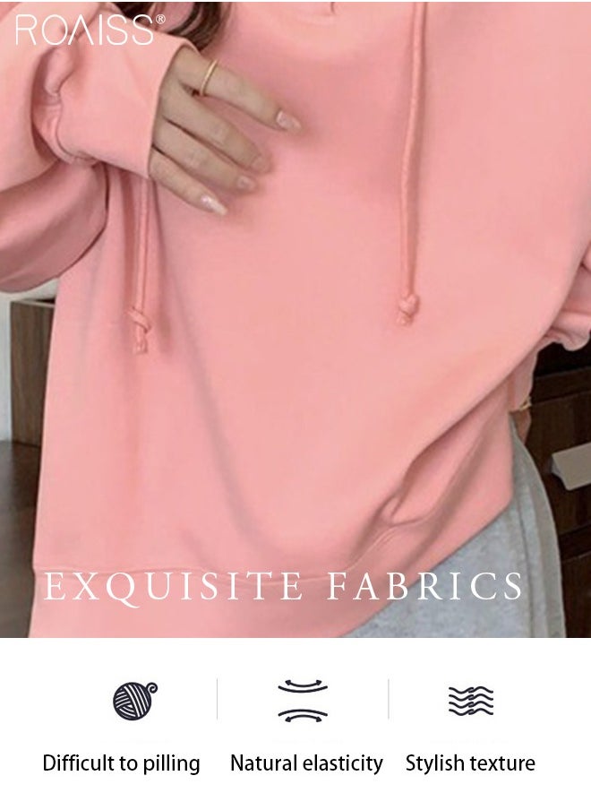 Casual Loose Hoodie Women'S Daily Commuting Outdoor Versatile Sports Top Adjustable Drawstring Pullover