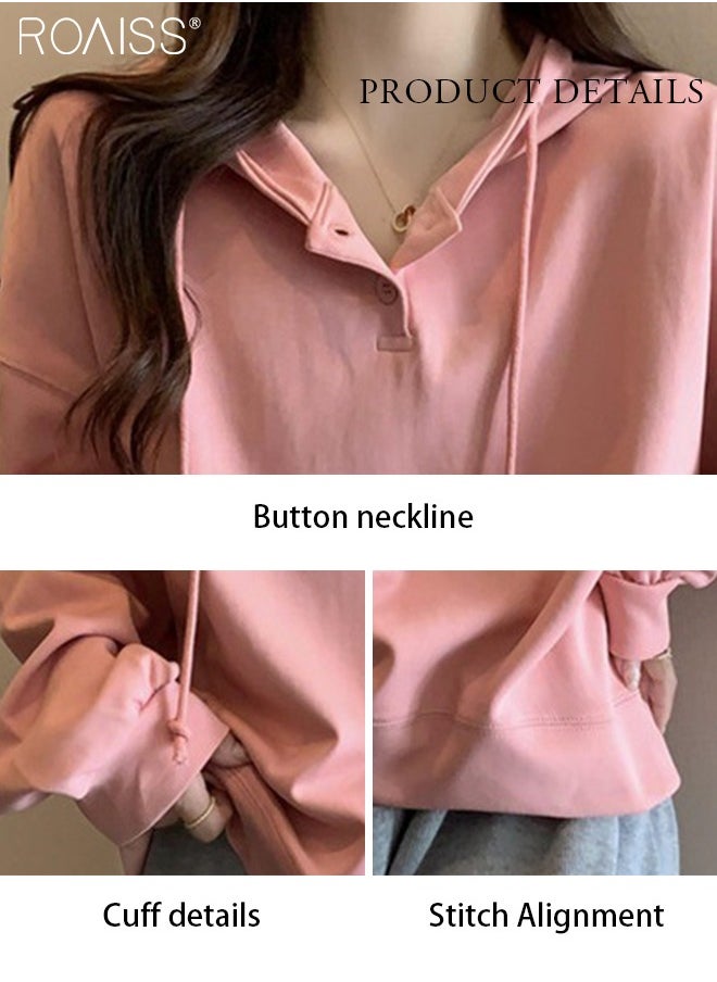 Casual Loose Hoodie Women'S Daily Commuting Outdoor Versatile Sports Top Adjustable Drawstring Pullover