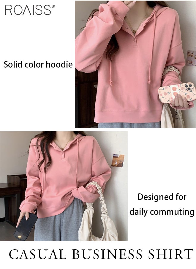 Casual Loose Hoodie Women'S Daily Commuting Outdoor Versatile Sports Top Adjustable Drawstring Pullover