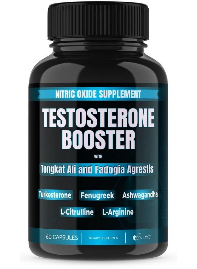 Dr. Emy's (1 Pack Testosterone Booster-Tongkat Ali Fadogia Agrestis Nitric Oxide Ashwagandha Supplement for Men with L Arginine Citrulline Fenugreek - Turkesterone Pre Workout Pump (60 Capsules) - Image 1