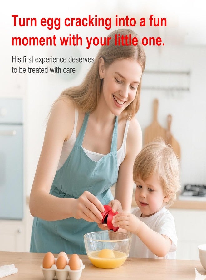 PowCube Egg Cracker, Silicone Egg Shell Opener, Cute Egg Shaped Design, Opens Eggs with Ease, A Little Happiness Boost for Your Kitchen. (Color: Red, 1-Pack) - Image 5