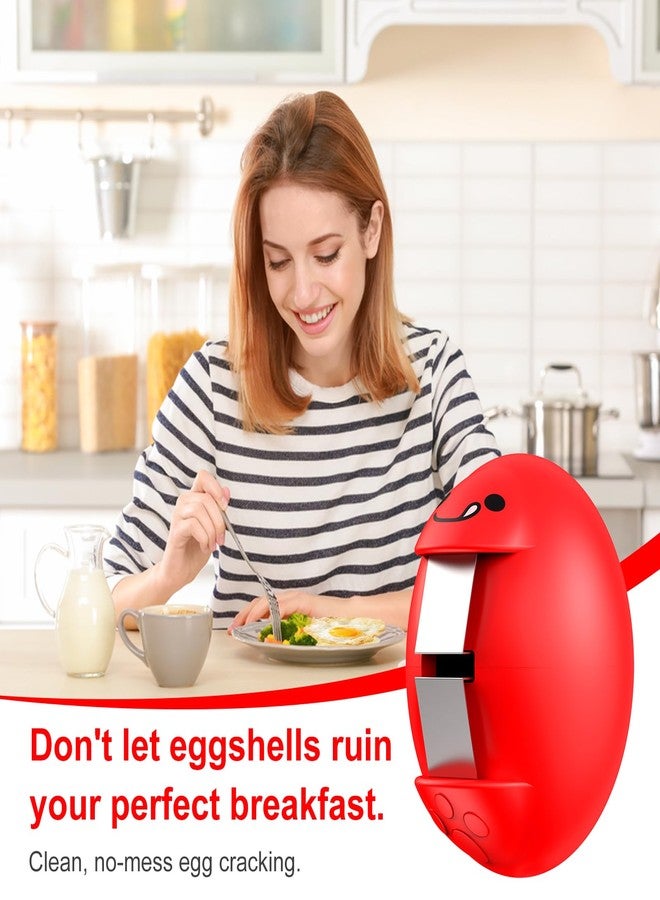 PowCube Egg Cracker, Silicone Egg Shell Opener, Cute Egg Shaped Design, Opens Eggs with Ease, A Little Happiness Boost for Your Kitchen. (Color: Red, 1-Pack) - Image 4