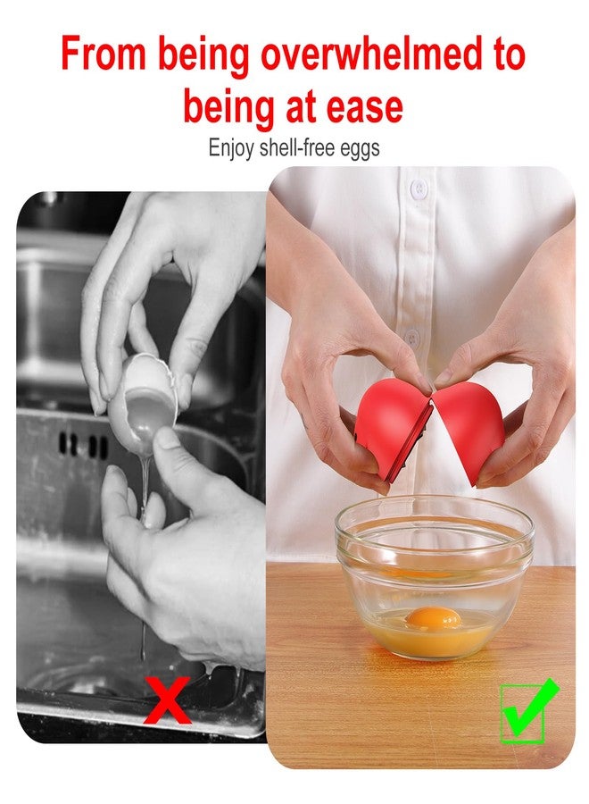 PowCube Egg Cracker, Silicone Egg Shell Opener, Cute Egg Shaped Design, Opens Eggs with Ease, A Little Happiness Boost for Your Kitchen. (Color: Red, 1-Pack) - Image 3