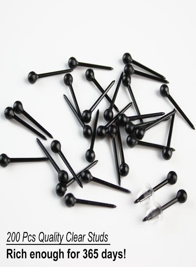 KMEOSCH Black Plastic Earrings for Sports, KMEOSCH 400Pcs 18g 3mm 4mm Non-Metal Fully Plastic Post Earrings with Soft Rubber Earring Backs in 2 Organizer Boxes for Men/Women - Image 3