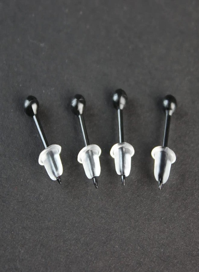 KMEOSCH Black Plastic Earrings for Sports, KMEOSCH 400Pcs 18g 3mm 4mm Non-Metal Fully Plastic Post Earrings with Soft Rubber Earring Backs in 2 Organizer Boxes for Men/Women - Image 5