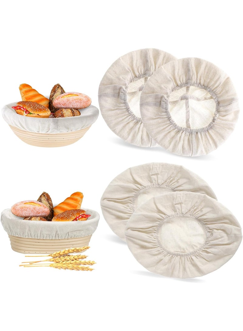AirYoung 6 Pack 9.8 inch Banneton Proofing Basket Set, Sourdough Bread Proofing Basket Baking Dough Bowl with Cloth Liner*4 for Home Bakers (Oval+ Round)(25cm) - Image 1