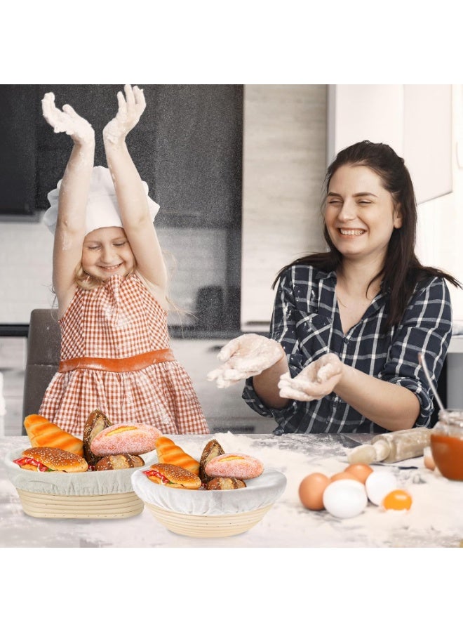 AirYoung 6 Pack 9.8 inch Banneton Proofing Basket Set, Sourdough Bread Proofing Basket Baking Dough Bowl with Cloth Liner*4 for Home Bakers (Oval+ Round)(25cm) - Image 5