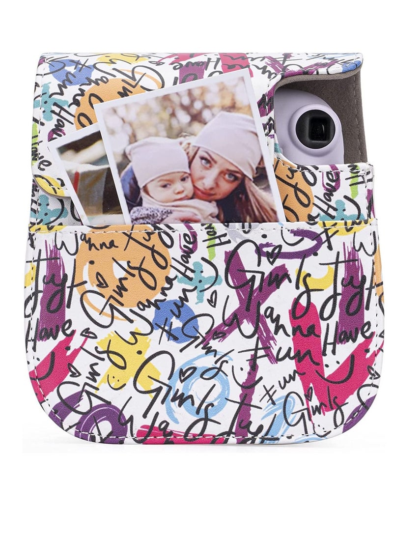 Excefore for Fujifilm Instax Protective Case, PU Leather Instax Camera Compact Case for Fujifilm Instax Mini 11/9/8/8+, Instant Film Camera (Graffiti)  - Image 2