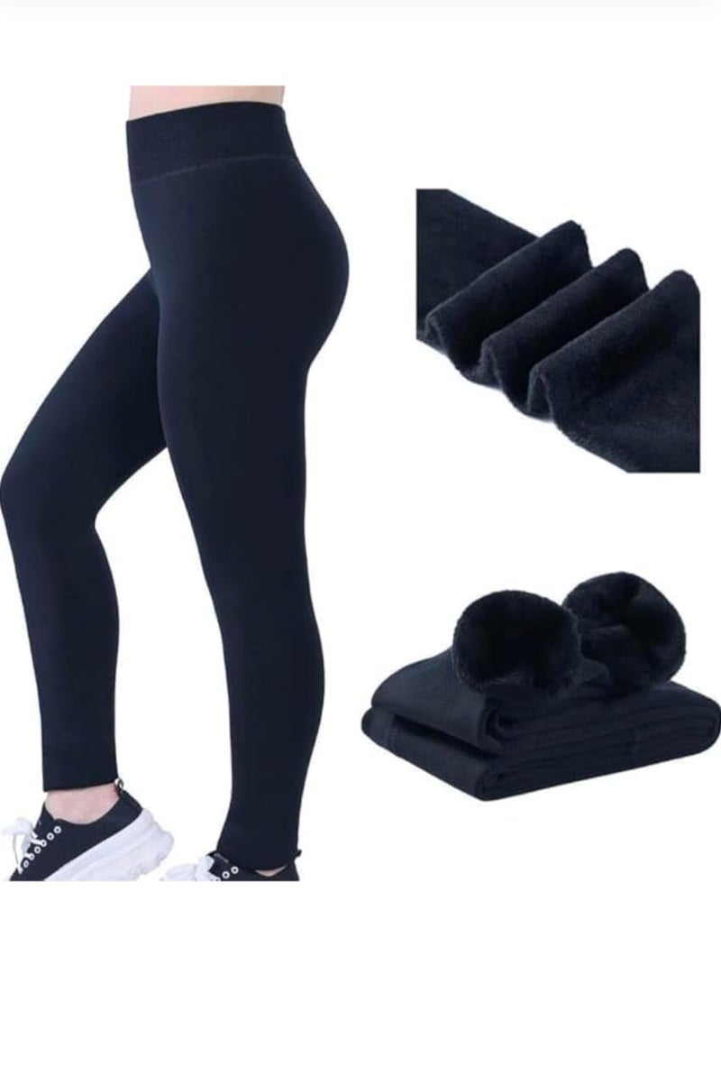 Klassik | Since 1993 | Women/Girls Comfort Fleece Footed Fur Leggings (Without Socks) | Winter Wear Extra Warm, Woolen High Waisted Lined Thigh Highs | Slim Fit Pyjamas, Navy Blue-3XL - Image 5