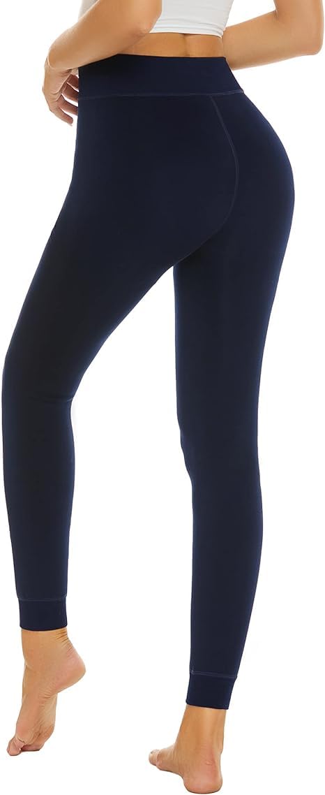 Klassik | Since 1993 | Women/Girls Comfort Fleece Footed Fur Leggings (Without Socks) | Winter Wear Extra Warm, Woolen High Waisted Lined Thigh Highs | Slim Fit Pyjamas, Navy Blue-3XL - Image 4