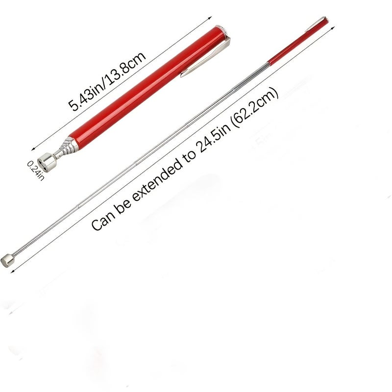 Red Heavy Duty Retractable Magnetic Pickup Tool Flexible Sweeper No Batteries - Image 3