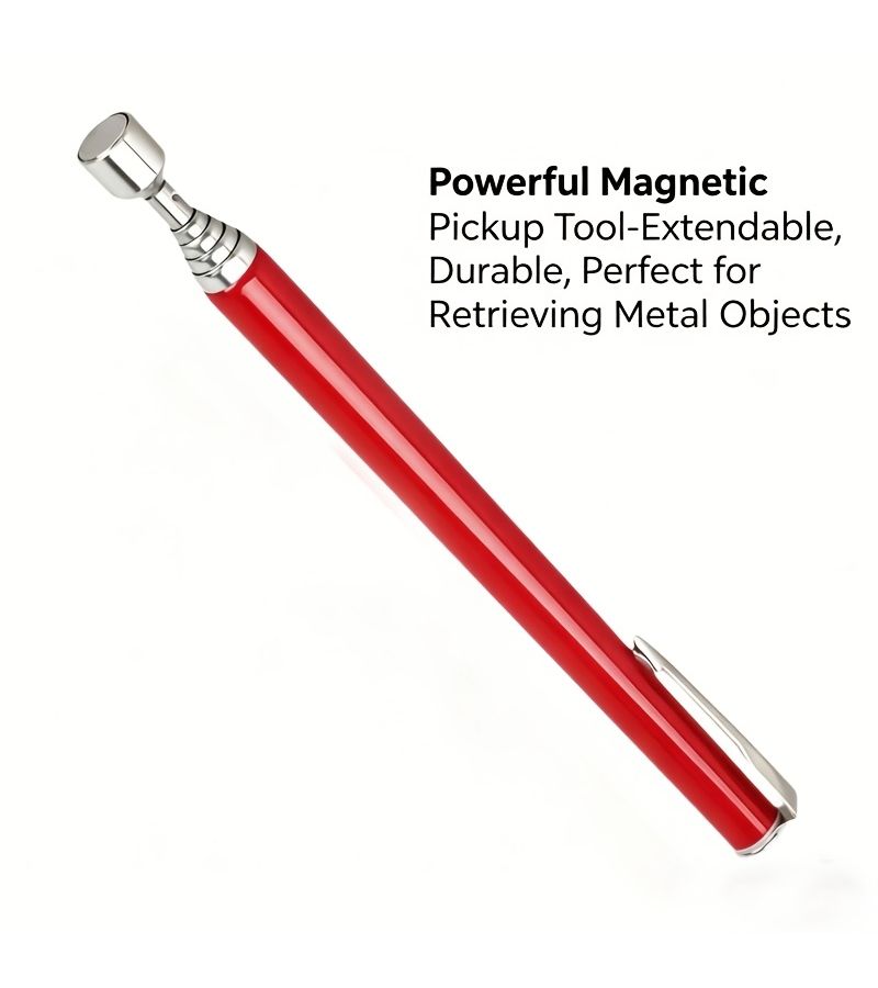 Red Heavy Duty Retractable Magnetic Pickup Tool Flexible Sweeper No Batteries - Image 4