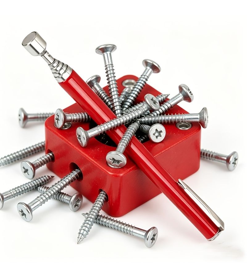 Red Heavy Duty Retractable Magnetic Pickup Tool Flexible Sweeper No Batteries - Image 2