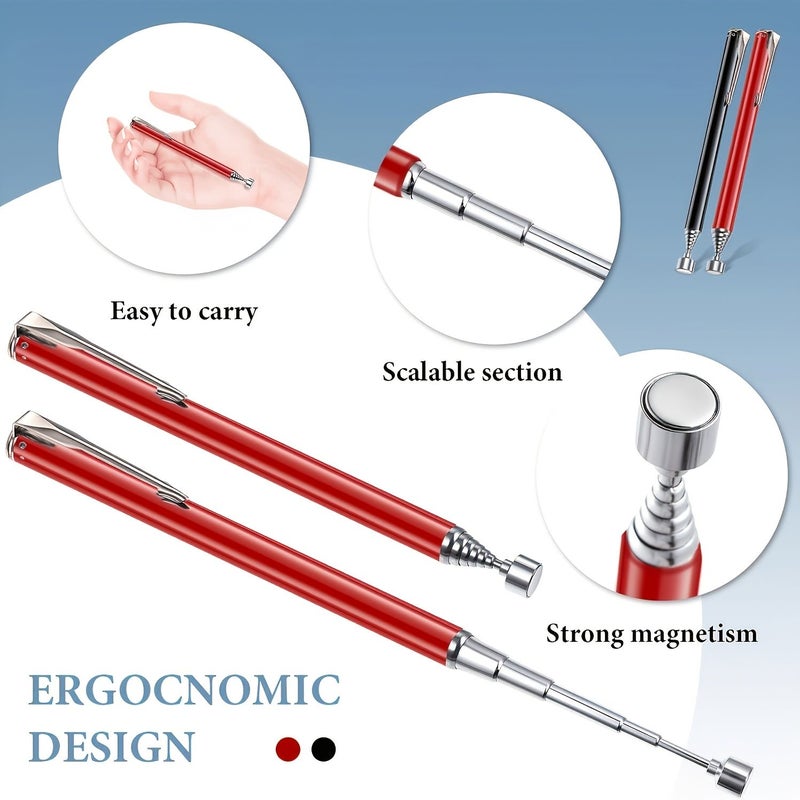 Red Heavy Duty Retractable Magnetic Pickup Tool Flexible Sweeper No Batteries - Image 5