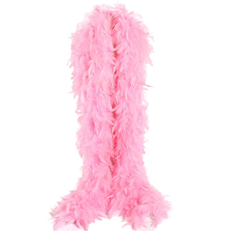 THARAHT Pink Chandelle Turkey Feather Boa 2Yard 38g for DIY Craft Home Dancing Wedding Party Halloween Costume Decoration Feather Boa - Image 1