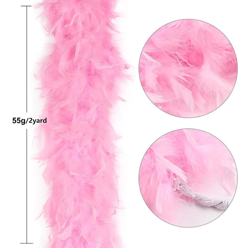 THARAHT Pink Chandelle Turkey Feather Boa 2Yard 38g for DIY Craft Home Dancing Wedding Party Halloween Costume Decoration Feather Boa - Image 2